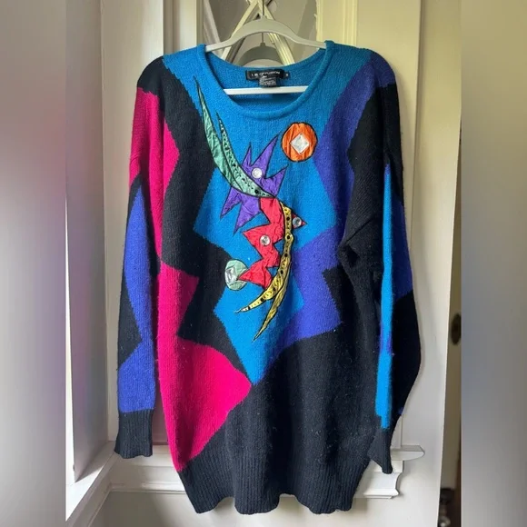 Vintage 80s silk-blend sweater tunic/dress - Picture 1 of 3